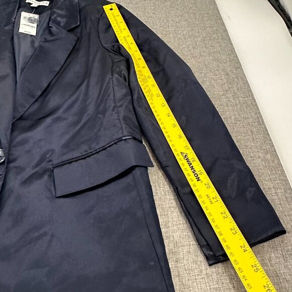 NEW! "And Now This" Trendy Satin Jacket Plus OX‎ Midnight Blue one button $69 - Picture 7 of 12